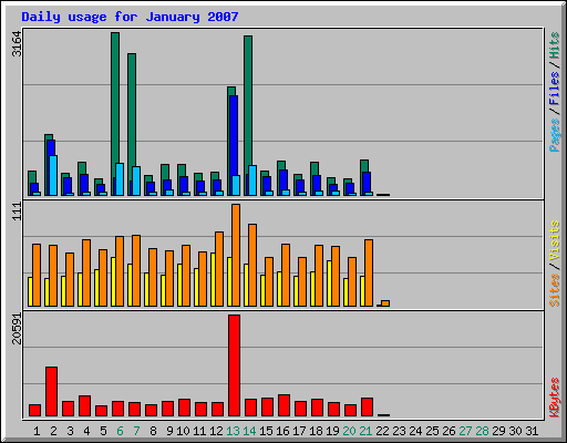 Daily usage for January 2007