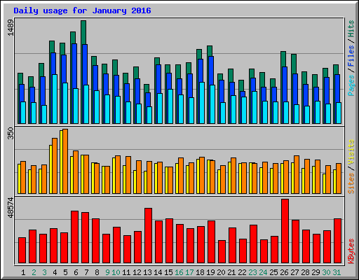 Daily usage for January 2016