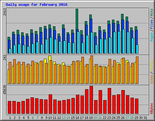 Daily usage for February 2016