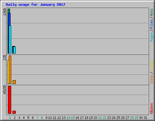 Daily usage for January 2017