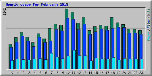 Hourly usage for February 2015