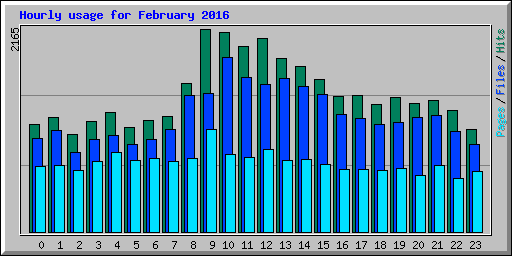 Hourly usage for February 2016