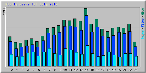 Hourly usage for July 2016